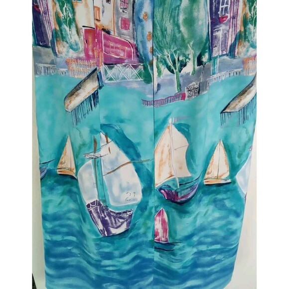 RJ Collection Chelsea Rousso Hawaiia Dress Size 10 Art to Wear Rayon Zip USA - Picture 8 of 9
